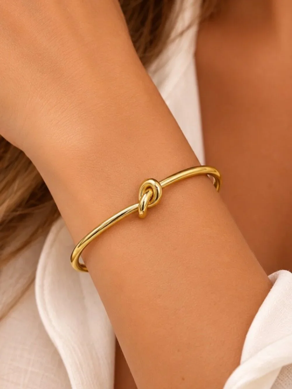 Knot Cuff Bracelet-14K Gold Plated- Open Bangle- NEW!!